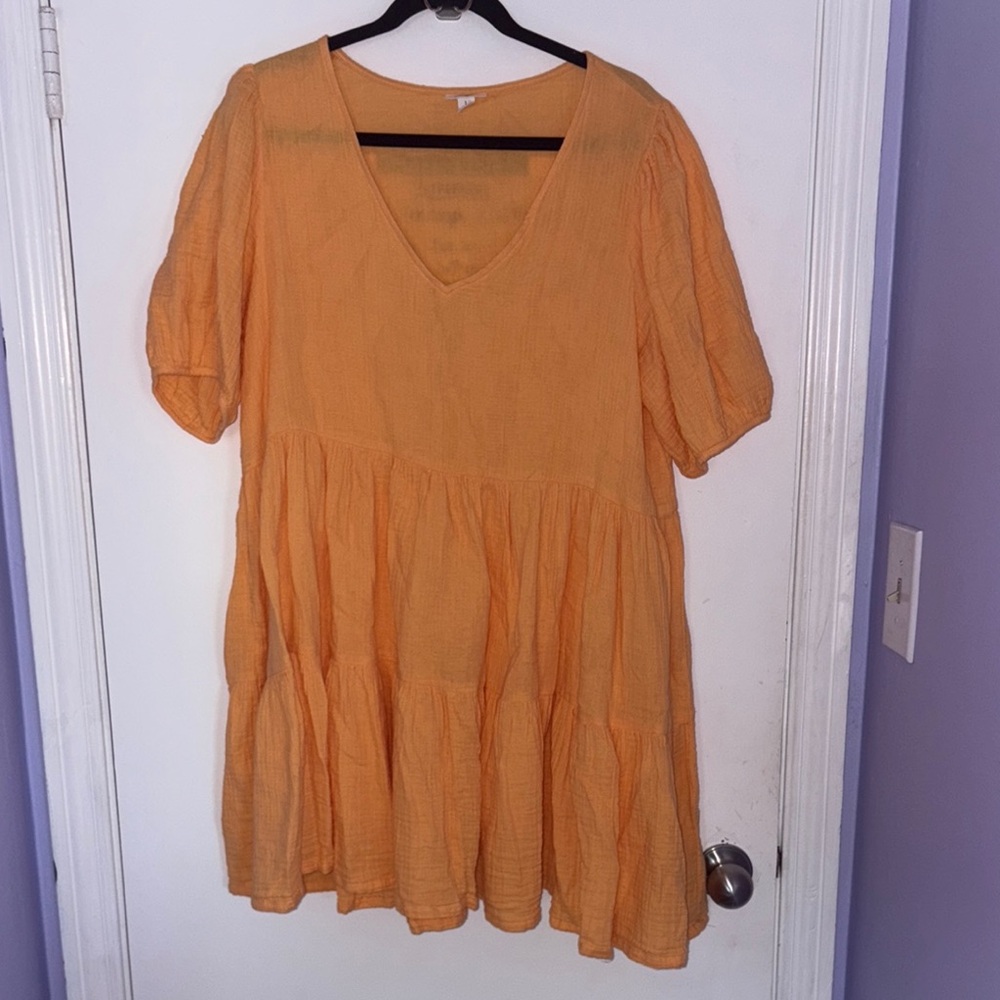 a.n.a Orange Tiered Mini Dress